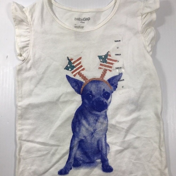 BABY GAP Girl/'s Yellow American Flag Short Sleeve Tee Shirt Size 3T